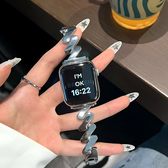 Apple Watch Band Adjustable Thunder Slim Stylish Strap Silver Stainless - Picture 1 of 6